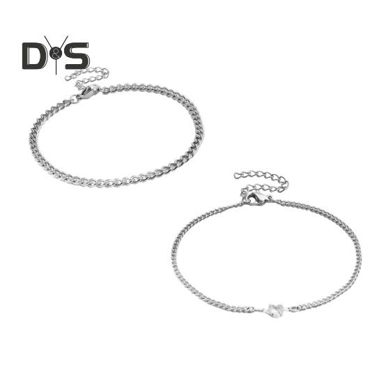 

2 шт. женский браслет с подвесками, блестящий, инкрустированный стразами, регулируемый браслет, подарок на годовщину дня рождения серебряный