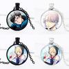 Round Acrylic Alloy Pendant Figure Pattern Necklace Unisex Chain