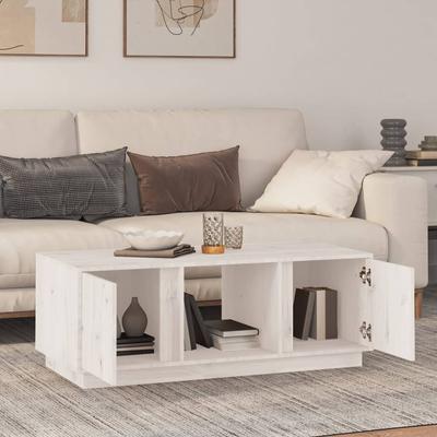 White Coffee Table 110x50x40 Cm Solid Pine Wood