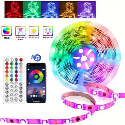 USB LED Strip APP Control with 44 Key Remote Control Music Sync Suitable for Living Room, Kitchen, Esports Decoration Night