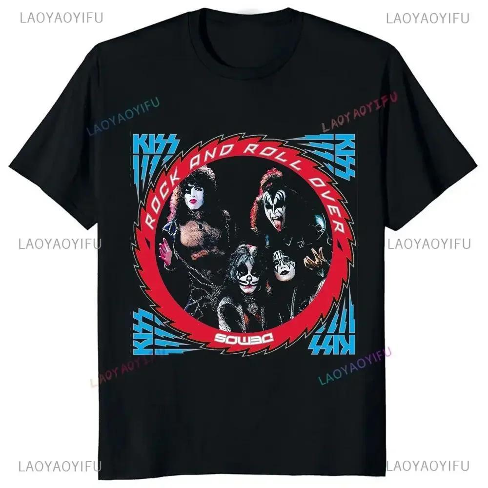 Kiss Band Men and Women Fashion Music Rock Top Harajuku Short Sleeve Universal Pattern Big T-shirt