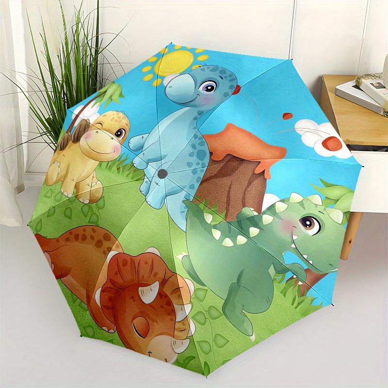 

Dinosaur Friends Theme 8 Bone Hand Automatic Folding Umbrella, Compact and Portable Design, A Perfect Gift for Birthday, Christmas or Busine