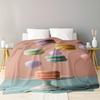 Macaron balloon cake pattern Flannel printed blanket suitable for all seasons suitable for living room office sofa and travel