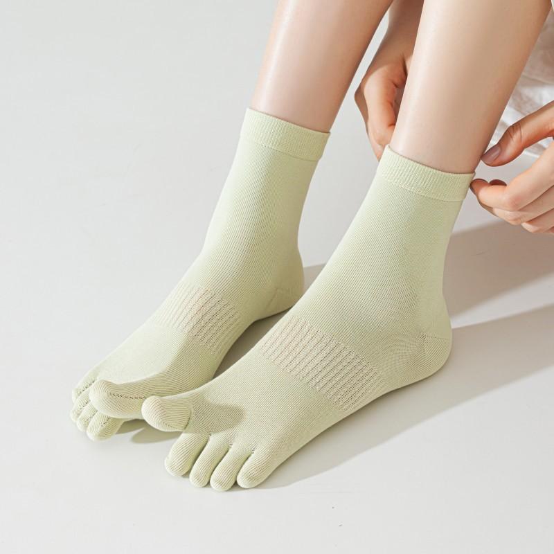 Five-Finger Socks Autumn Mid-Tube Socks Anti-Pilling, Boneless And Non-Bone-Absorbing Feet Sweat-Absorbing Cotton Tabi Socks Solid Color Sports Socks