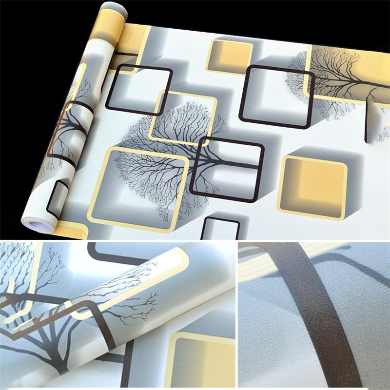 3D Geometry Waterproof Self Adhesive Wallpaper Furniture Renovation Decorative Sticker DIY Decorative Film