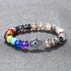 Buddha Hand Seven-Color Stone Bracelet with Evil Eye and Alloy Spacers
