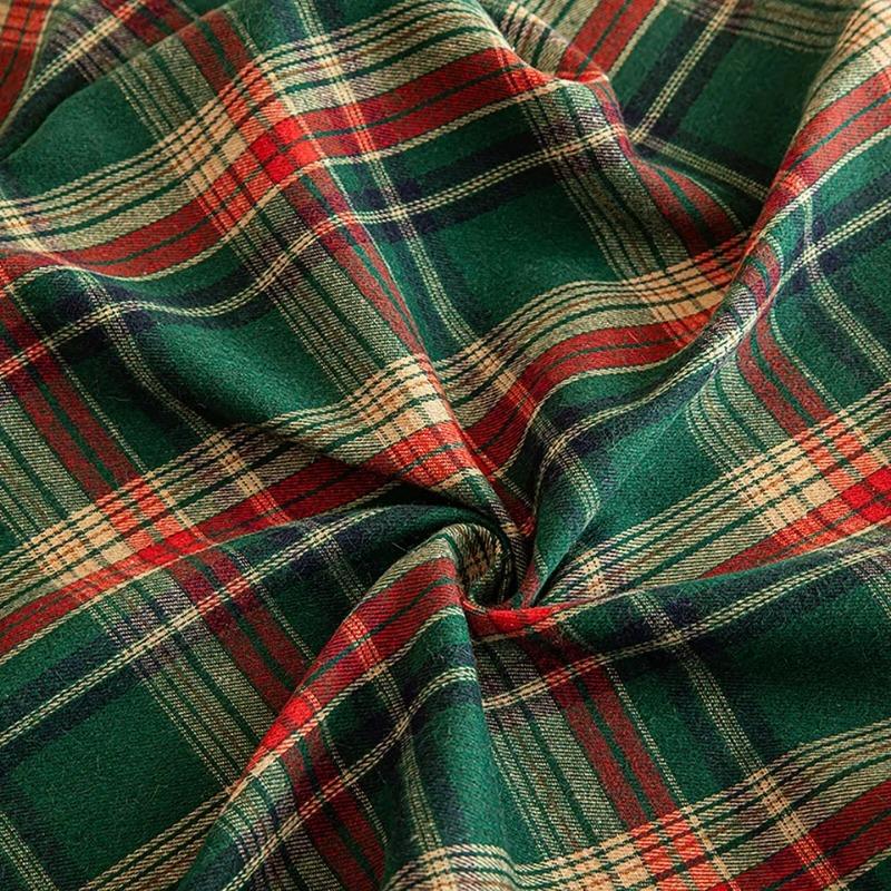 Christmas Plaid Pattern Tablecloth Pastoral Style Round Retro Luxury TableCloth with Tassel Holiday Party Table Cover Home Decor