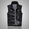 Vest Sleeveless Ripped Single-breasted Turn-down Collar Men Waistcoat for Daily Wear