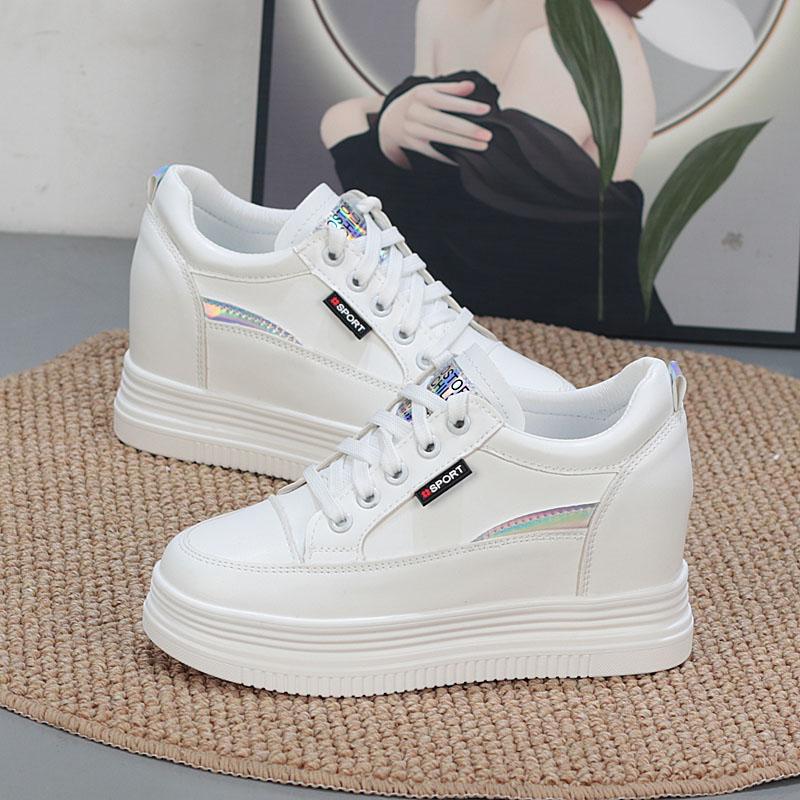 Fashion 8CM Genuine Leather Vulcanize Summer High Brand Comfy Spring Autumn Platform Vulcanize Women Chunky Sneaker Loafer Shoes