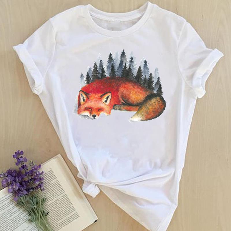 Grafisch T-shirt Korte mouw Zomer Top Wild dier Zoet Trend Schattig Jaren 90 Print Dames Vrouwelijke T-kleding Casual damesmode T-shirt
