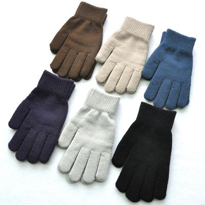 Women Men Autumn Thickened Solid Color Full Finger Mittens Hand Warmer Gloves Couple Cycling Gloves Winter Knitted Plush Gloves