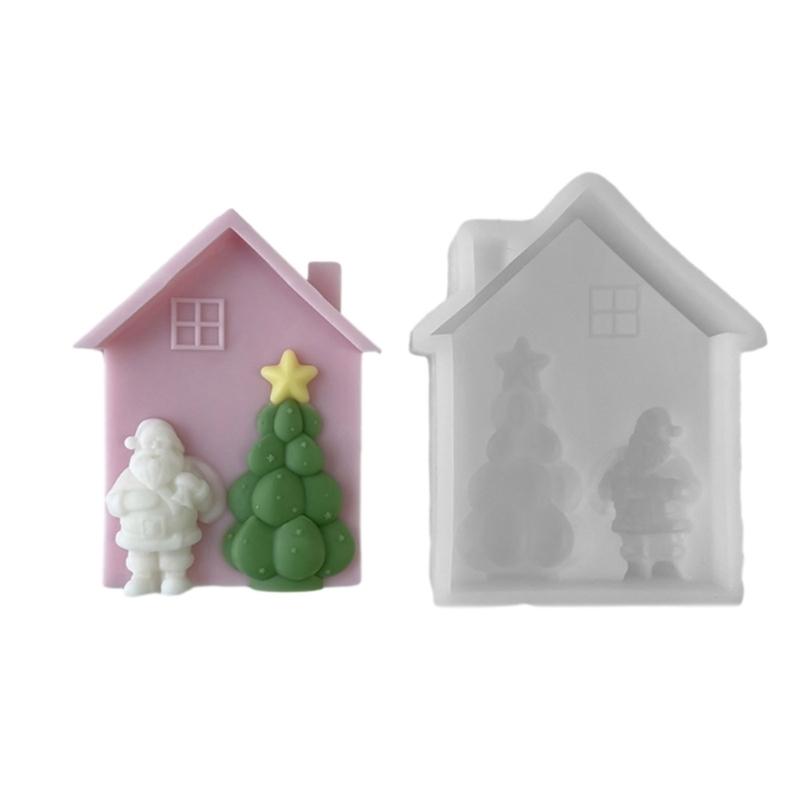 Silicone Candle Mold Epoxy Resin Molds Christmas House Shaped Silicone Soap Moulds Silicone Material for Making Candle