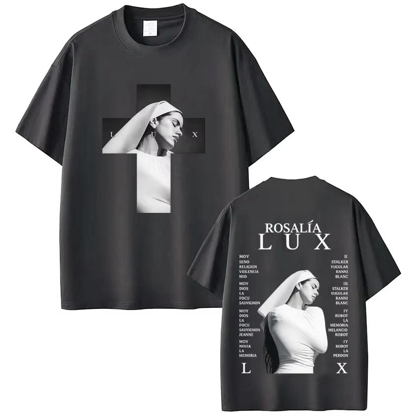 Singer Rosalia Lux 2026 Album Tour Print T Shirts Unisex Unisex Fashion Casual Cotton Vintage Oversized Aesthetic Trendy TShirt