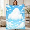 Fluffy Cloudscape Coral Fleece Blanket