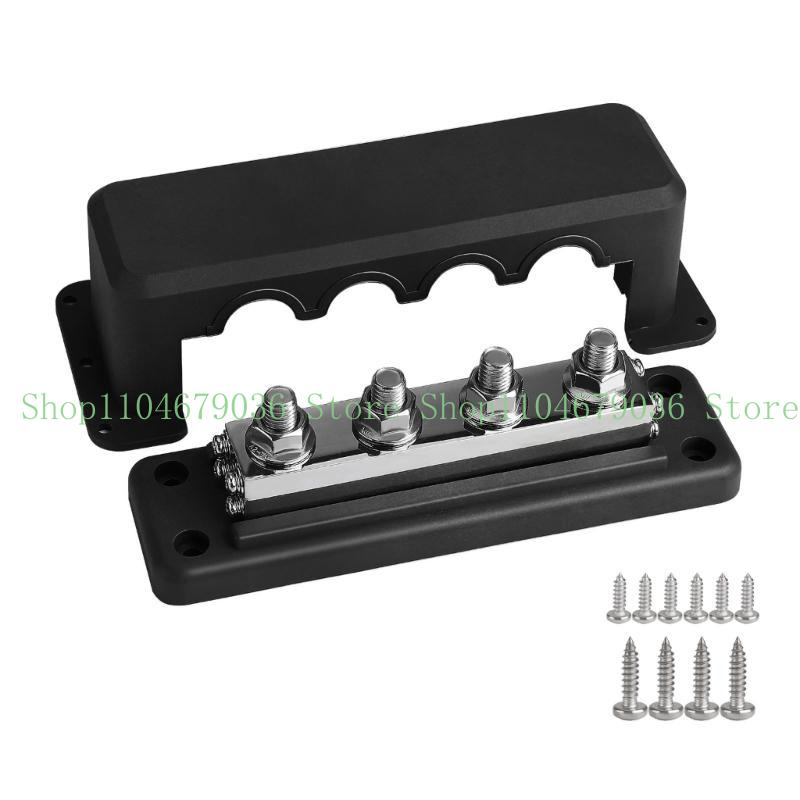 Marine Bus Bar 48V with 3/8” Post,Battery Bus Bar with Cover 600A Power Distribution Terminals Block for Car