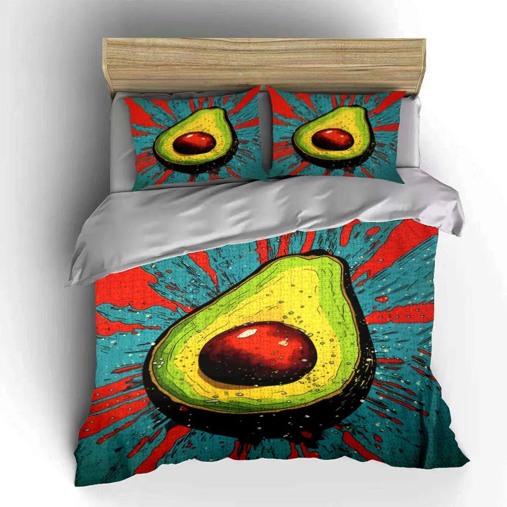 Colorful Avocado Art Set Soft Comfortable Duvet Cover Bedding Set Included 1*Duvet Cover & 2*Pillowcases Gift