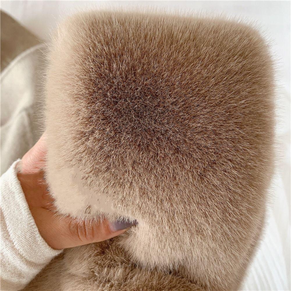 Faux Rabbit Fur Plush Scarf Fake Collar Pure Color Bib Retro Women Winter Scarves  For Girls