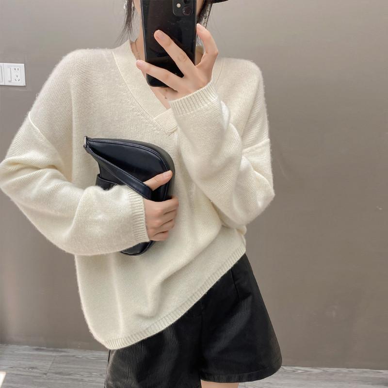 

Женский свитер Qinghe 100% чистый кашемир - Ультрамягкий роскошный зимний пуловер M теплый белый