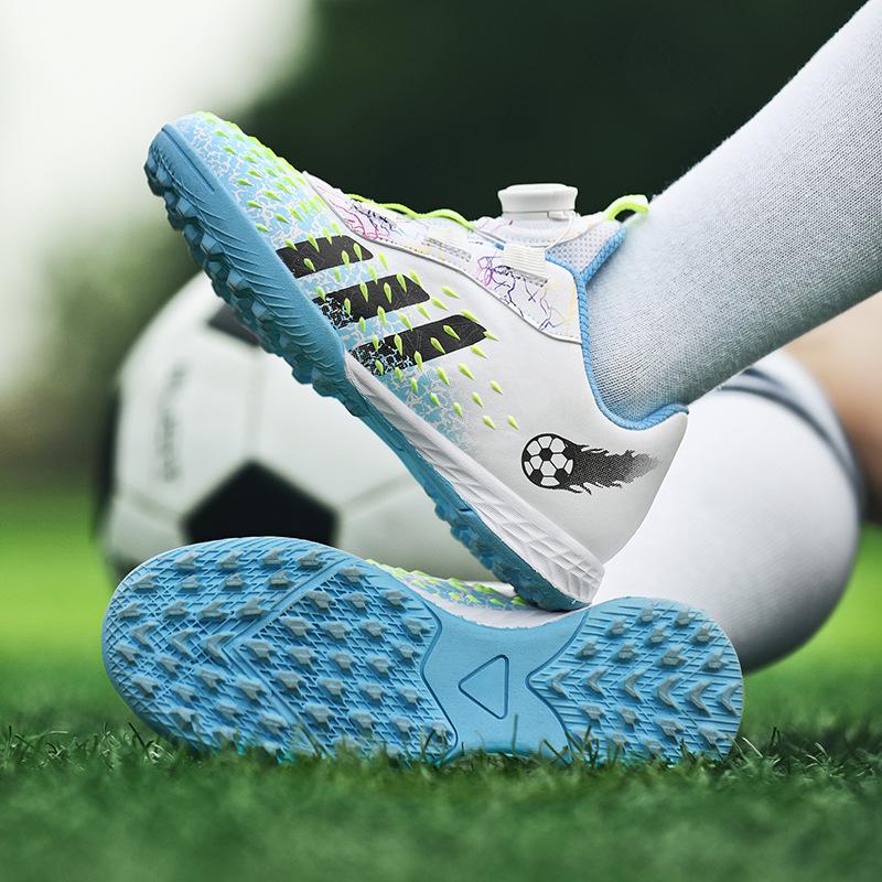 2024 new rotating button children's football shoes girls primary school boys game tf broken nails girls training shoes