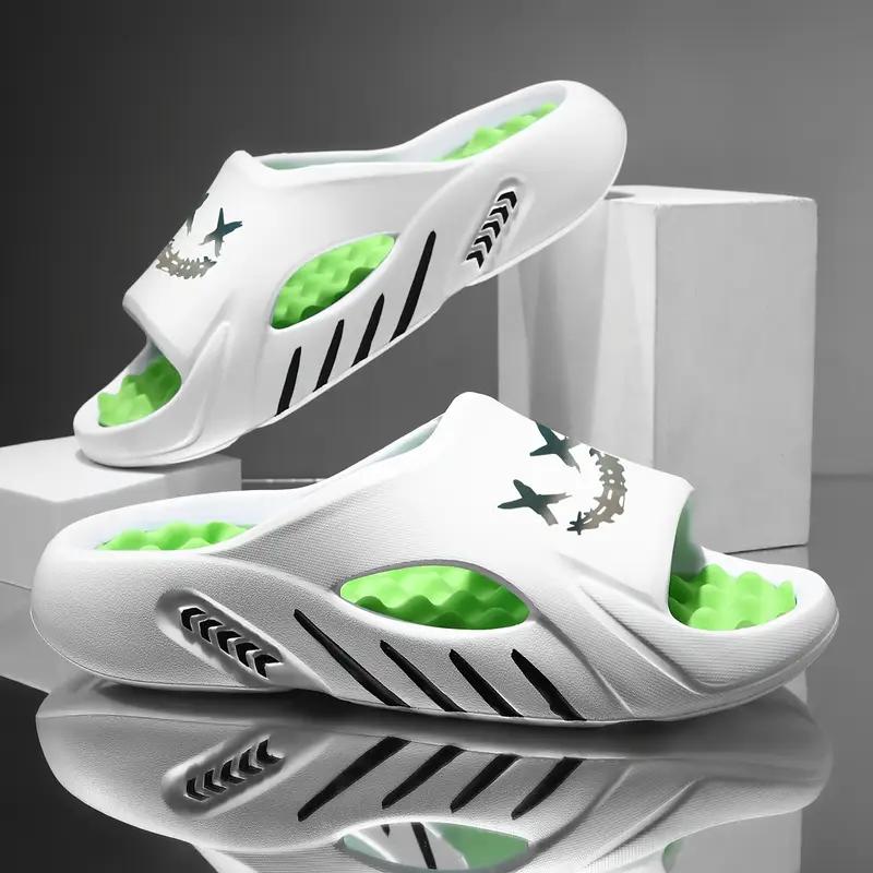 Übergröße Herren Bequeme EVA Hausschuhe, Stilvoller Farbblock Offene Zehen Atmungsaktiv Klobig Rutschfest Langlebig Geruchshemmend Tägliches Schuhwerk