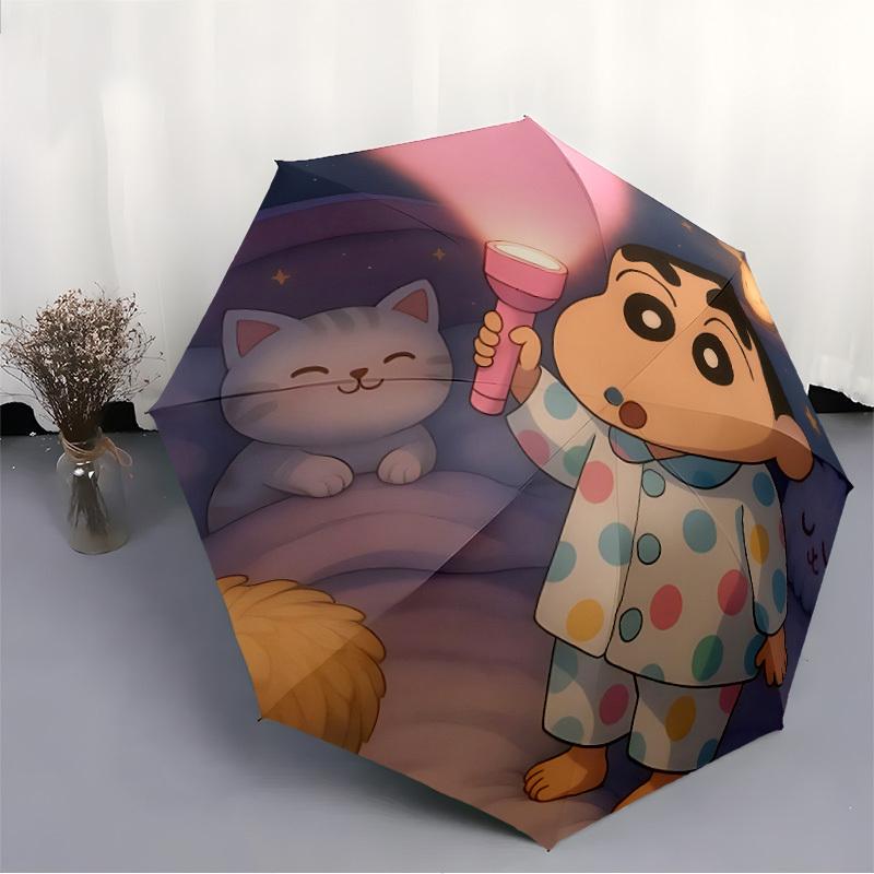 Crayon Shin-chan Automatisch Open/Sluit, 8-Ribs IJzeren Frame, Compact Opvouwbare Paraplu Alle Seizoenen 0808097
