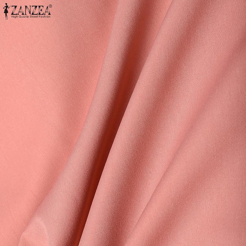 ZANZEA Womens Casual Square Collar Loose Sleeveless Overalls Dress