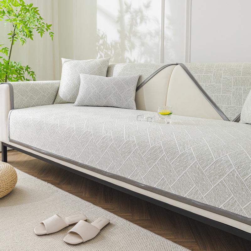 Premium Ice Silk Sofa Cushion Summer  New Sofa Mat Seat Cushion Non-Slip Straight Row Sofa Cover Cover Cloth
