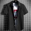 Men's Summer Casual Short-Sleeve Korean-Style White Oxford Shirt with Three-Quarter Sleeves