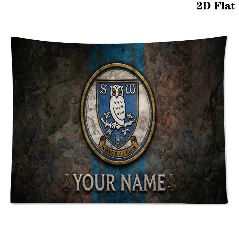 Custom Name Sheffield Wednesday Football Club Printed Tapestry – Wall Hanging for Bedrooms, Dorms, and Home Decor