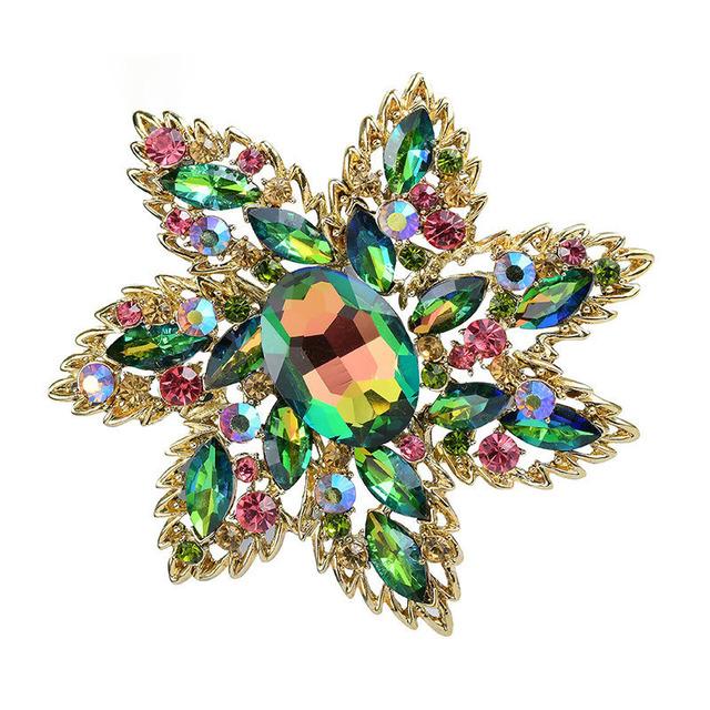 Привлекательные Преувеличенные Роскошные Большие Броши с Драгоценными Камнями Натуральные Растения Цветы Большие Броши Популярные Украшения Женская Одежда Аксессуары Преувеличенные