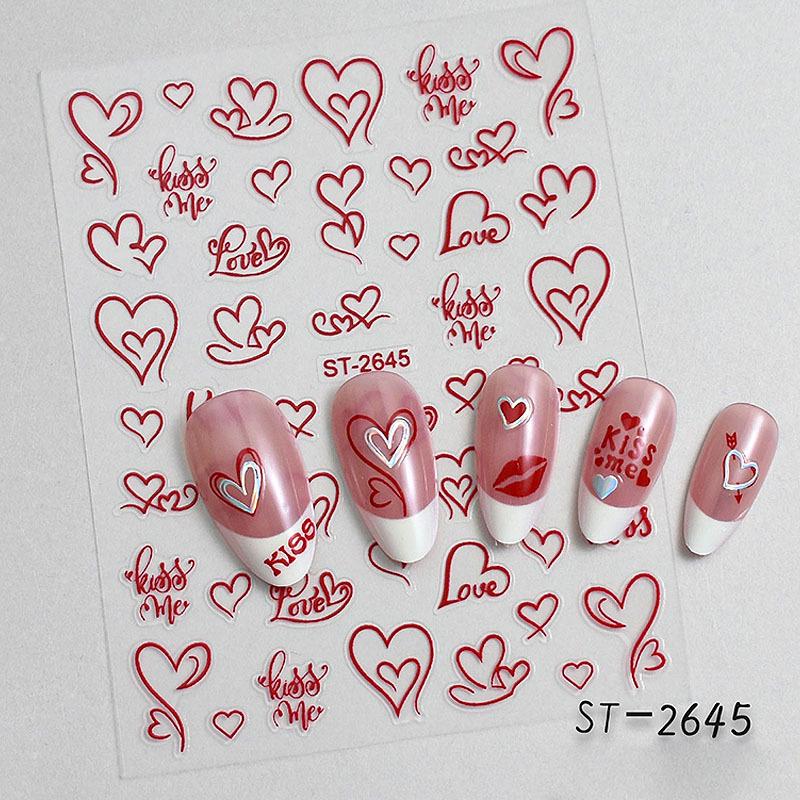 Adesivi per Unghie di San Valentino: Disegni di Labbra Sexy, Cuori, Rose e AMORE