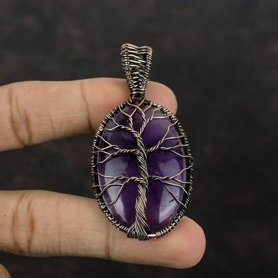 Baum des Lebens Stern Amethyst Anhänger Kupferdraht umwickelter Schmuck Echter Edelsteinanhänger Handgefertigter Schmuck Kupferdrahtanhänger Geschenk für Freund