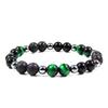 Unisex Tiger Eye & Volcanic Stone Elastic Bracelet - Natural Stone Jewelry for Couples