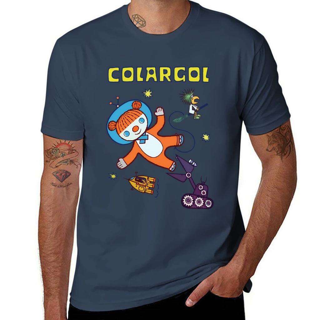 Colargol Bär im Weltraum T-Shirt Vintage Koreanische Mode Ästhetische Kleidung Schnelltrocknende Herren Weiße T-Shirts