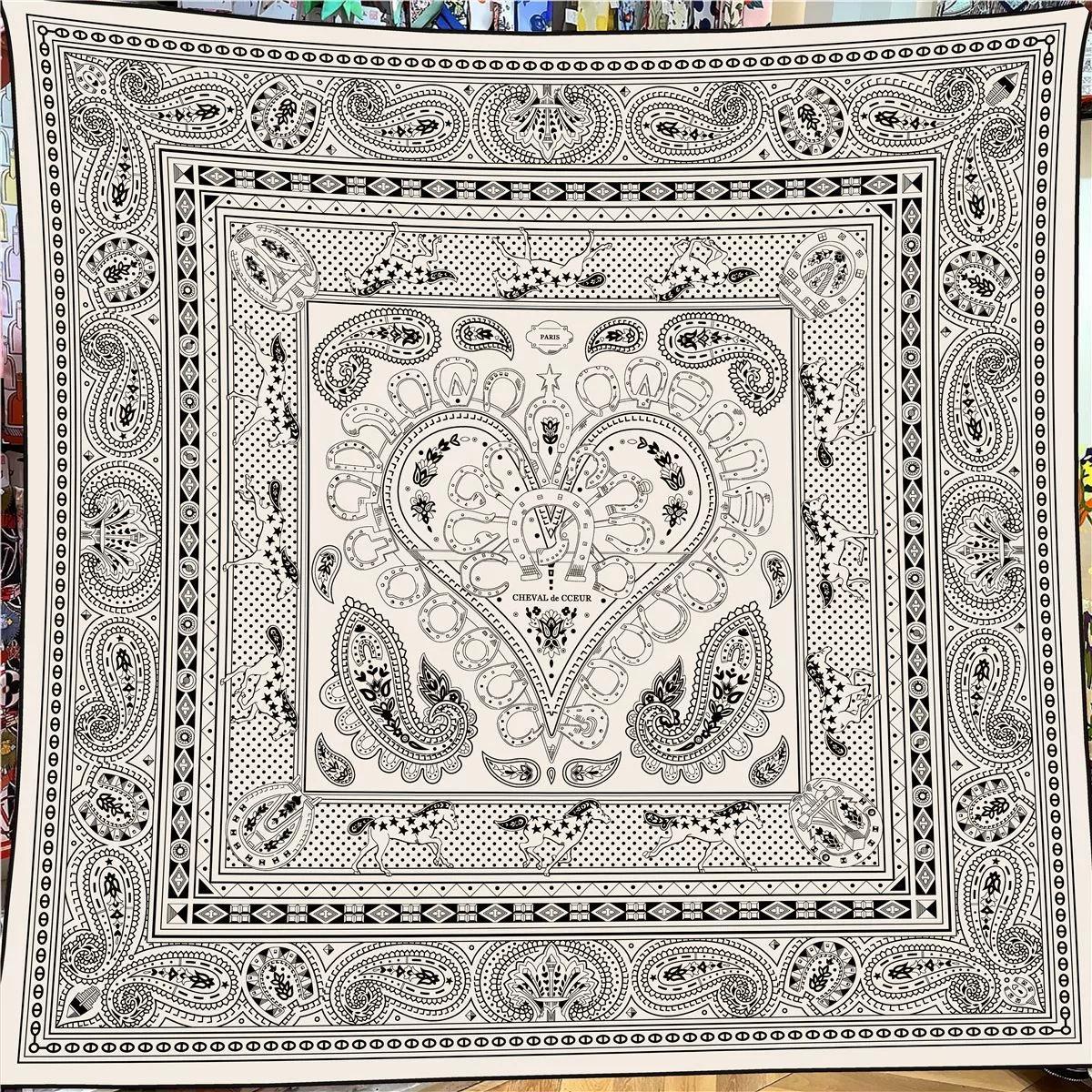 130Cm Autumn Imitation Silk Wool Warm Scarf Women S Air Conditioning Shawl Scarf New Cashew Floral Large Square Scarf 130x130cm