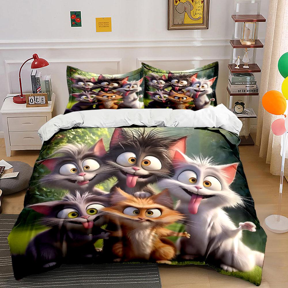 "Funny Cartoon Cats Bedding Set" Bedding Duvet Cover Set Duvet Cover Pillowcases (1 * Duvet Cover 2 * Pillowcases, without duvet insert)