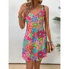 Summer Casual Colorful Floral Print Crew Neck Sleeveless Shift Dress For Women Y2k Ladies Clothes Oversized Female Clothing Tees