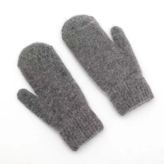 1 Pair Couple Winter Gloves Thickened Plush Knitted Five Fingers Unisex Anti-slip Cold Weather