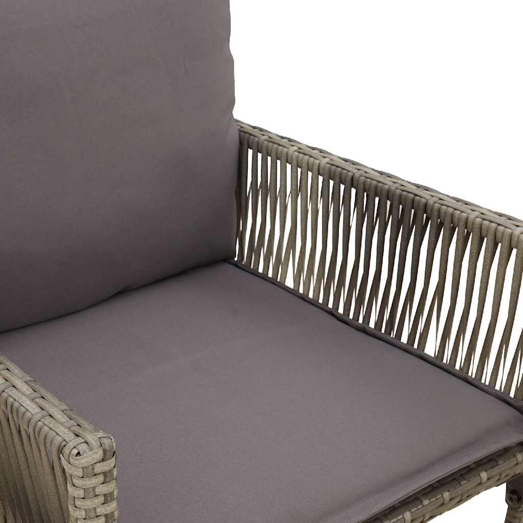 Garden Bar Stool with Cushions 2 pcs Grey Poly Rattan