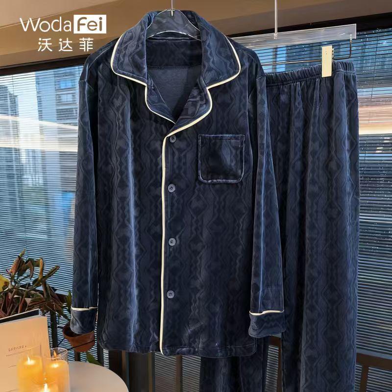 Red Newlywed Couple Pajamas Set, Island Velvet Men's Warm Loungewear, Long-sleeved Thickened Pajamas Women's Autumn and Winter Models