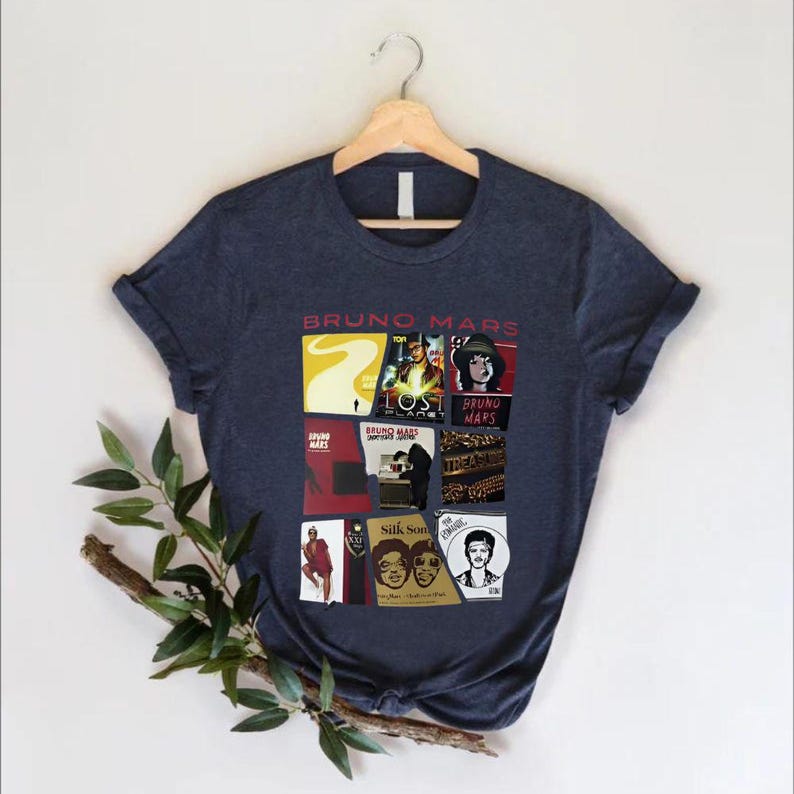 Bruno Mars Album Collage T-Shirt, das Romantic Tour 2026 Konzertshirt, Unisex Konzert Grafik-T-Shirt Fan-Geschenk, Bruno Mars Merch Style Tee