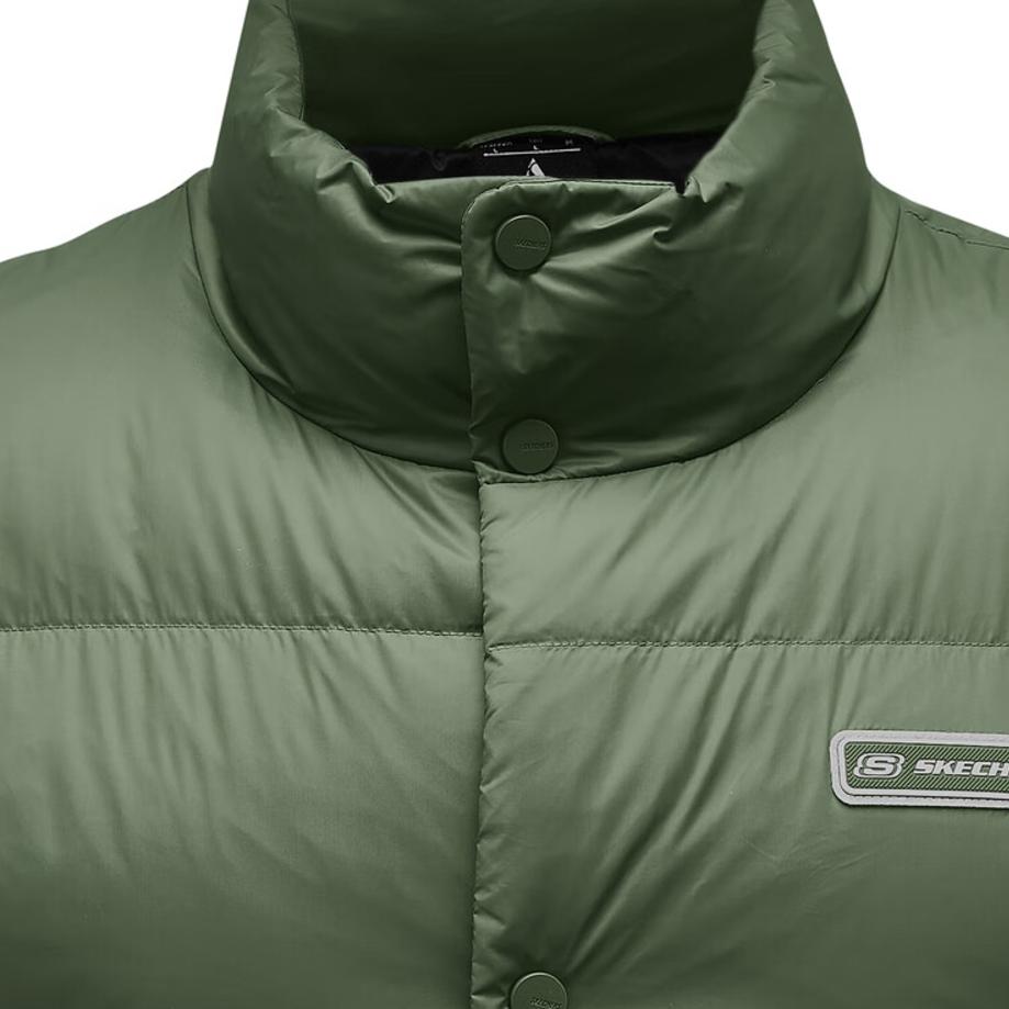 Skechers Versatile Layering Lightweight Stand Collar Single-Breasted Sleeveless Down Vest Men vest Thyme-Green L424U046-031F