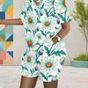 Women Plus Size Floral Printed Round Neck Short Sleeve Top Pocket Shorts Two Piece Set