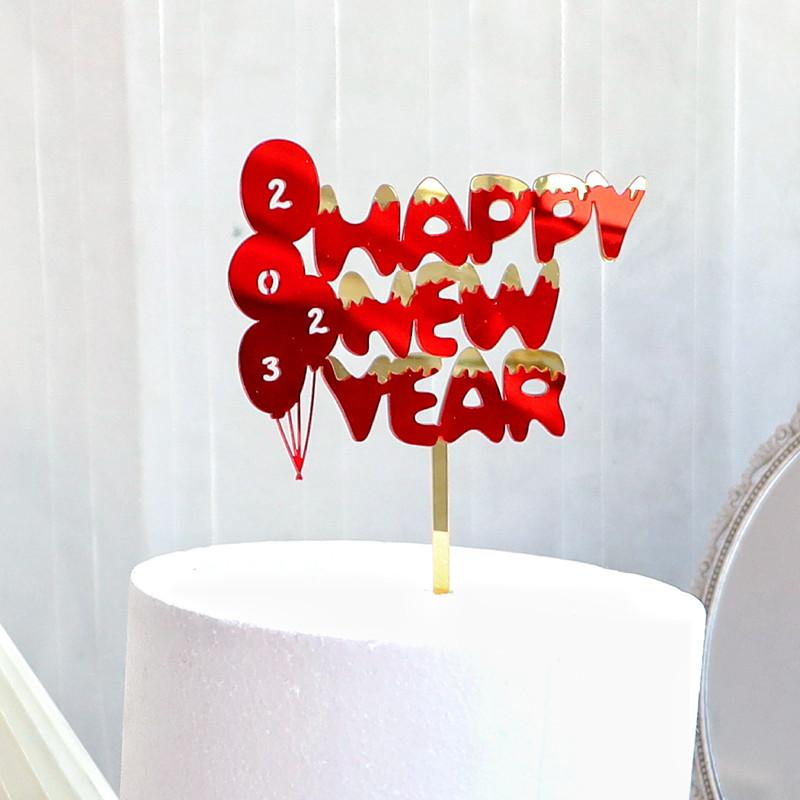 10 STUKS Gelukkig Nieuwjaar Taarttopper Acryl Cupcaketopper Kerst Dessert Insteek Voedselprikkers voor Nieuwjaar Afstudeerfeest Benodigdheden Bedankjes