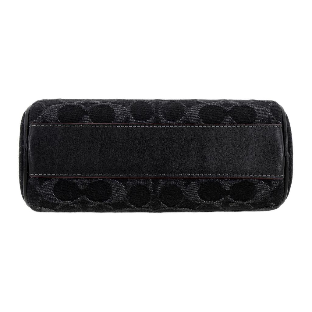 Coach Nolita 20 Mode Vintage Monogramm Print Signatur Denim Und Glattes Leder Schultertasche Klein Damenhandtaschen Schwarz CP258-SVBK