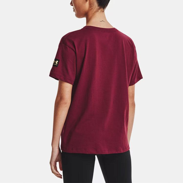 Under Armour Cny Spring Festival Series Tiger Pattern Printed Blended Crew Neck Short Sleeve T-Shirt Women T-Shirt Crimson 1366121-626