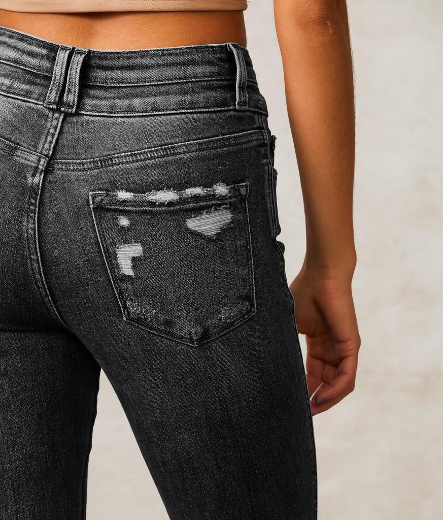 Cross-Border Women's Retro Ripped Jeans, 2025 Spring Micro-Flare Washed Street Style