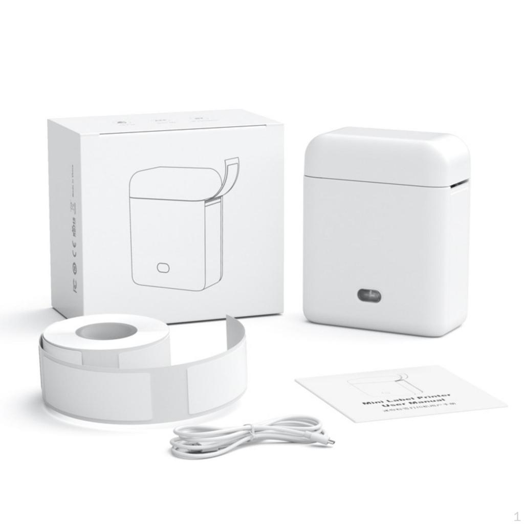 Thermal Label Printer Compact Maker PowerReplenishable Portable with Paper for