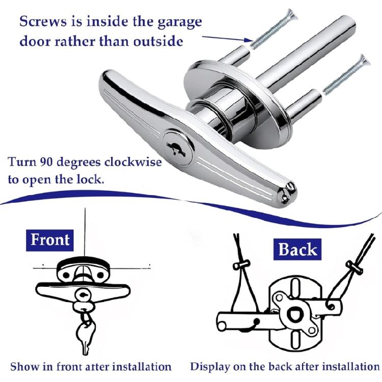 Rustproof Zincs Alloys Garage Lock T Handle Design 2 Key Included For Effortlessly Installation And Security