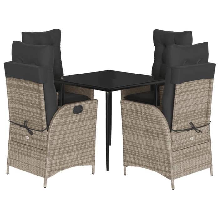 VidaXL Ensemble à Manger de Jardin avec Coussins 5 pcs, Table et Chaises avec Dossier Réglable, Meubles d'Extérieur, 3213215